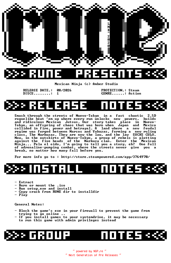 NFO for the release Mexican.Ninja-RUNE by RUNE