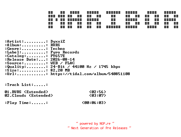 NFO for the release DyxxiZ-RVRS-(PY657E)-24BIT-WEB-FLAC-2026-MARiBOR by MARiBOR