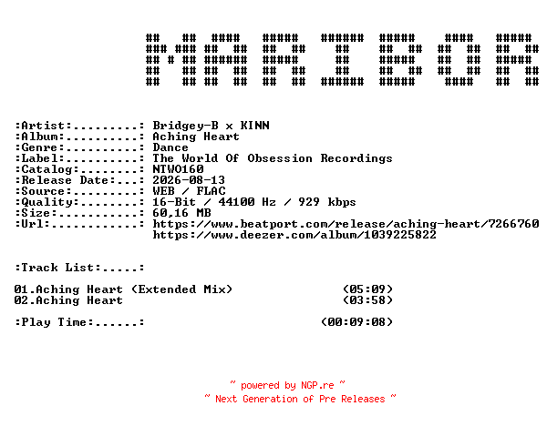 NFO for the release Bridgey-B_x_KINN-Aching_Heart-(NTWO160)-16BIT-WEB-FLAC-2026-MARiBOR by MARiBOR