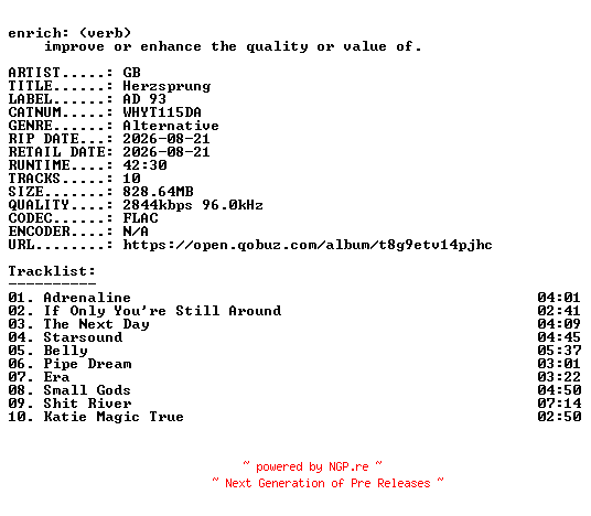 NFO for the release GB-Herzsprung-(WHYT115DA)-24BIT-WEB-FLAC-2026-ENRiCH by ENRiCH