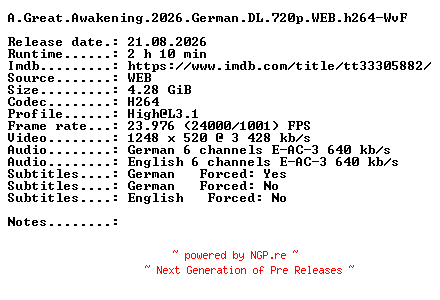 NFO for the release A.Great.Awakening.2026.German.DL.720p.WEB.h264-WvF by WvF