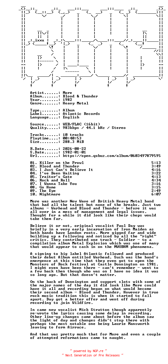 NFO for the release More-Blood_and_Thunder-16BIT-WEB-FLAC-1982-MOONBLOOD by MOONBLOOD