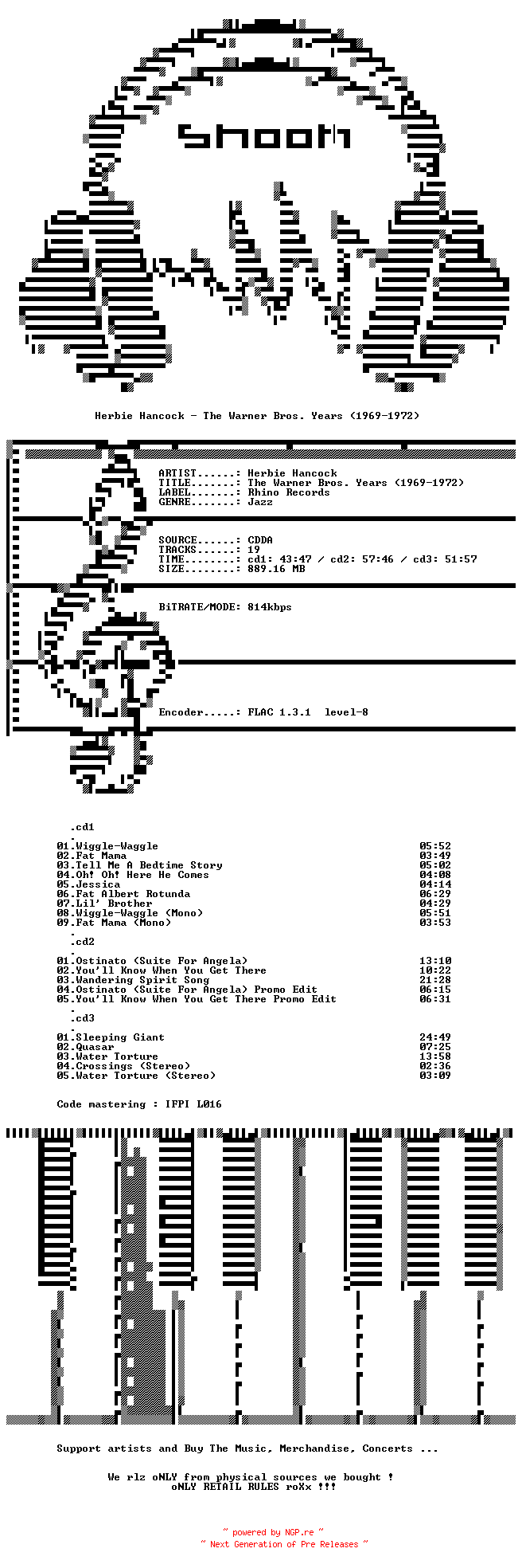 NFO for the release Herbie_Hancock-The_Warner_Bros._Years_1969-1972-Remastered-3CD-FLAC-2014-SNOOK by SNOOK