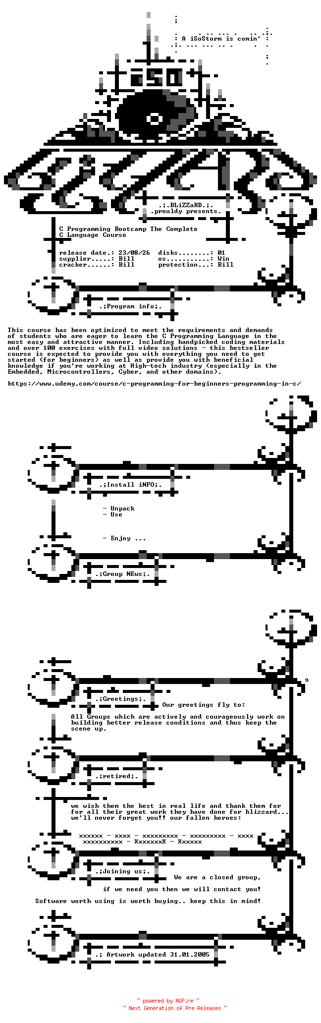 NFO for the release Udemy.C.Programming.Bootcamp.The.Complete.C.Language.Course.BOOKWARE-BLZiSO by BLZiSO