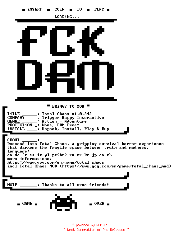 NFO for the release Total.Chaos.v1.0.342-FCKDRM by FCKDRM