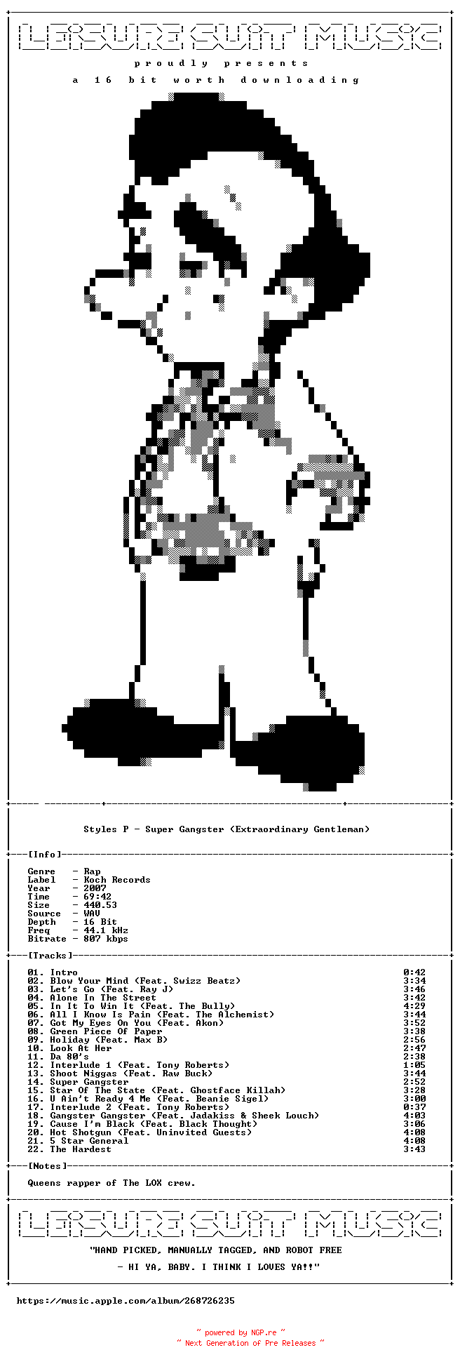 NFO for the release Styles_P-Super_Gangster_(Extraordinary_Gentleman)-Deluxe_Edition-16BIT-WEB-FLAC-2007-LSM by LSM