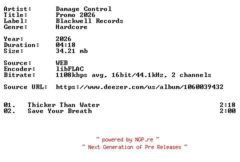 NFO for the release Damage_Control-Promo_2026-16BIT-WEB-FLAC-2026-VEXED by VEXED