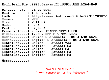 NFO for the release Evil.Dead.Burn.2026.German.DL.1080p.WEB.h264-WvF by WvF