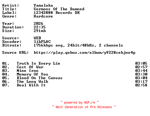 NFO for the release Yamaloka-Sermons_Of_The_Damned-24BIT-WEB-FLAC-2026-VEXED by VEXED