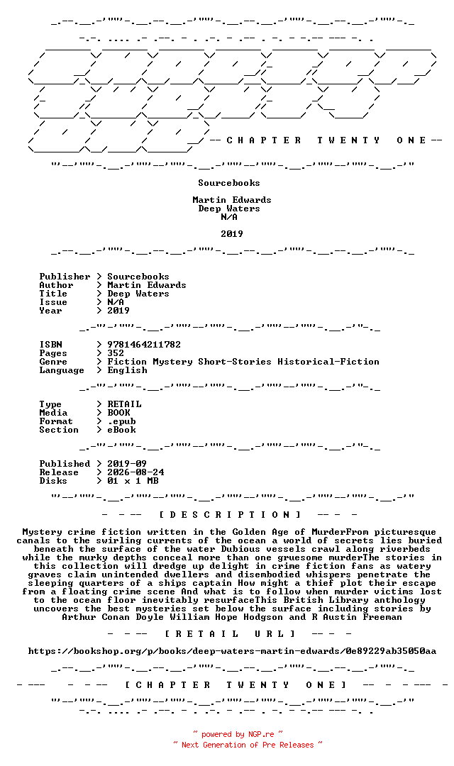 NFO for the release Martin.Edwards.-.Deep.Waters.2019.RETAIL.EPUB.eBook-CTO by CTO