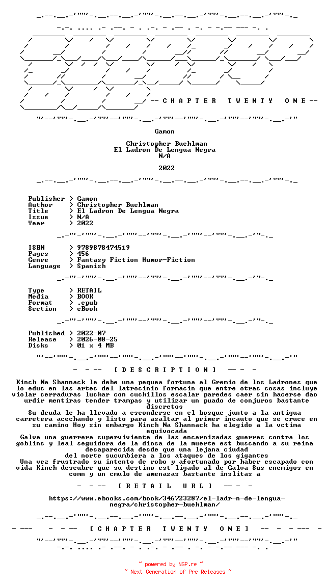 NFO for the release Christopher.Buehlman.-.El.Ladron.De.Lengua.Negra.2022.SPANISH.RETAIL.EPUB.eBook-CTO by CTO