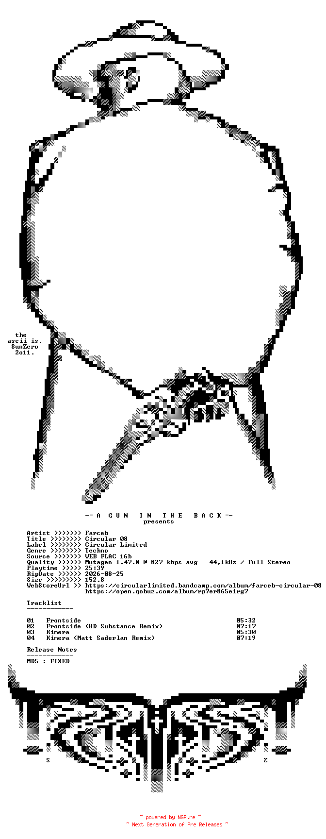 NFO for the release Farceb-Circular_08-(CIR008)-16BIT-WEB-FLAC-2014-AGITB by AGITB