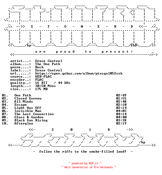 NFO for the release Erase_Control-The_One_Path-16BIT-WEB-FLAC-2026-STONERD by STONERD