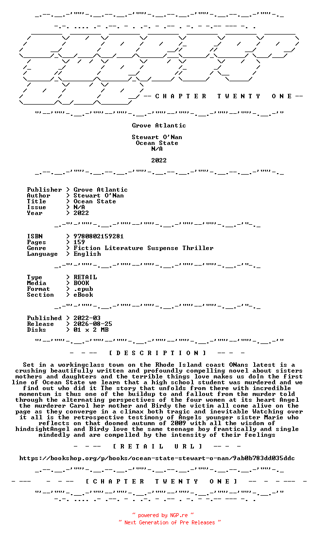 NFO for the release Stewart.ONan.-.Ocean.State.2022.RETAIL.EPUB.eBook-CTO by CTO
