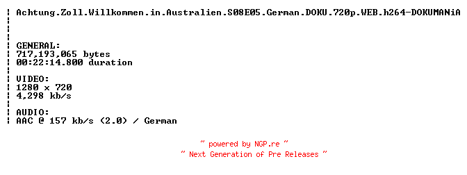 NFO for the release Achtung.Zoll.Willkommen.in.Australien.S08E05.German.DOKU.720p.WEB.h264-DOKUMANiA by DOKUMANiA