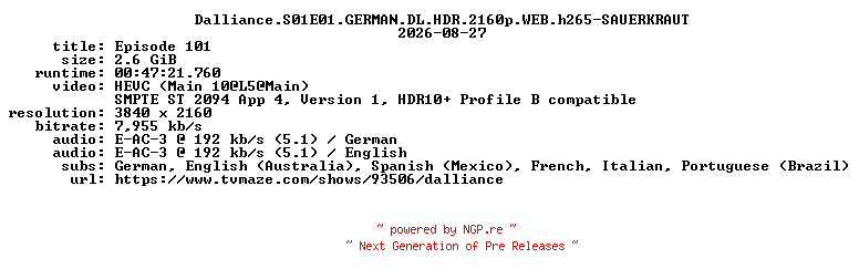 NFO for the release Dalliance.S01E01.GERMAN.DL.HDR.2160p.WEB.h265-SAUERKRAUT by SAUERKRAUT