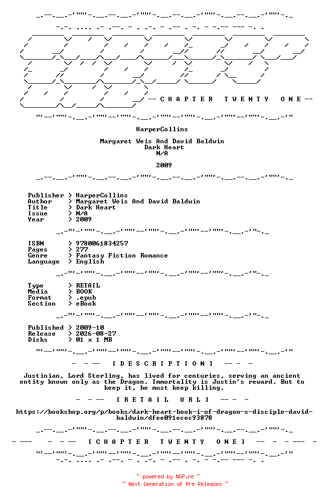 NFO for the release Margaret.Weis.And.David.Baldwin.-.Dark.Heart.2009.RETAIL.EPUB.eBook-CTO by CTO