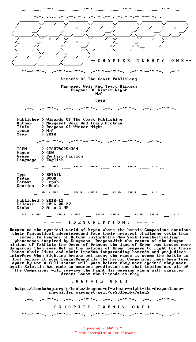 NFO for the release Margaret.Weis.And.Tracy.Hickman.-.Dragons.Of.Winter.Night.2010.RETAIL.EPUB.eBook-CTO by CTO