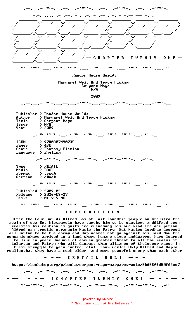 NFO for the release Margaret.Weis.And.Tracy.Hickman.-.Serpent.Mage.2009.RETAIL.EPUB.eBook-CTO by CTO