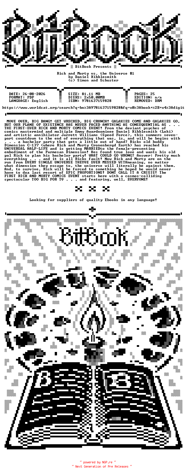 NFO for the release Oni.Press.-.Rick.and.Morty.vs.the.Universe.No.01.2025.Retail.Comic.eBook-BitBook by BitBook