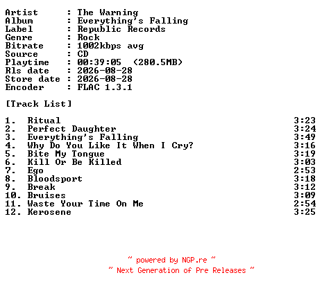 NFO for the release The_Warning-Everythings_Falling-CD-FLAC-2026-PERFECT by PERFECT