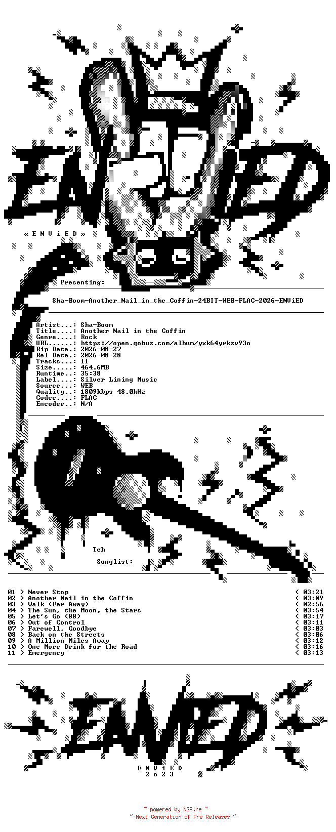NFO for the release Sha-Boom-Another_Nail_in_the_Coffin-24BIT-WEB-FLAC-2026-ENViED by ENViED