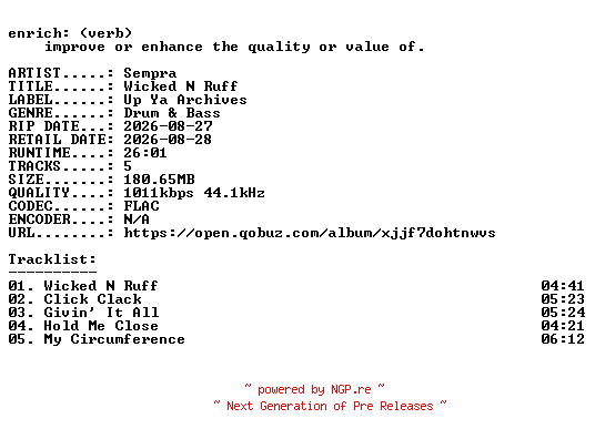 NFO for the release Sempra-Wicked_N_Ruff-EP-16BIT-WEB-FLAC-2026-ENRiCH by ENRiCH