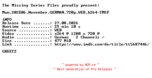 NFO for the release Mum.S02E06.November.GERMAN.720p.WEB.h264-TMSF by TMSF