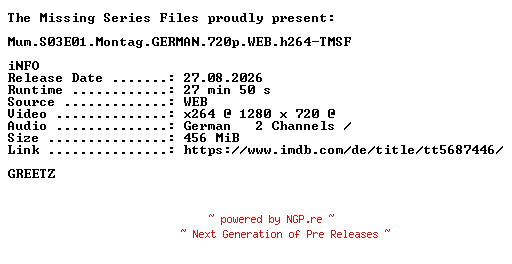 NFO for the release Mum.S03E01.Montag.GERMAN.720p.WEB.h264-TMSF by TMSF