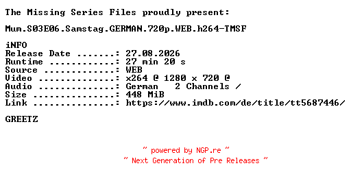 NFO for the release Mum.S03E06.Samstag.GERMAN.720p.WEB.h264-TMSF by TMSF