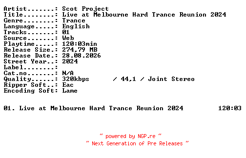 NFO for the release SCOT_PROJECT-Live_at_MELBOURNE_HARD_TRANCE_REUNION_2024-WEB-2024-XTC_iNT by XTC_iNT