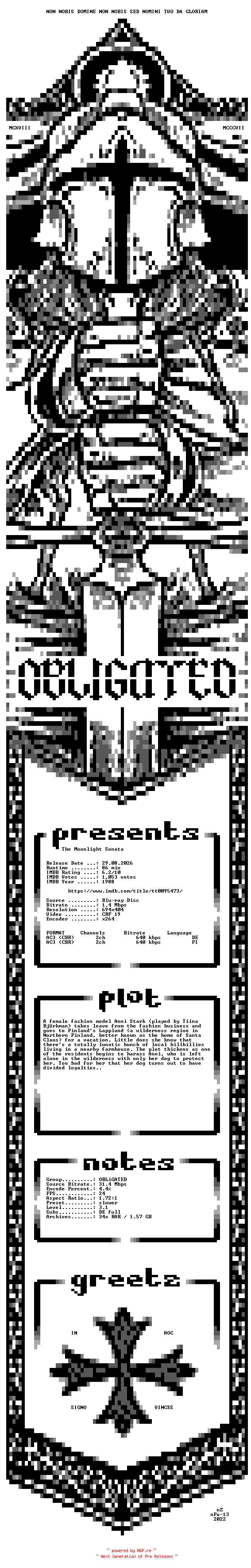 NFO for the release Muttertag.II.1988.German.DL.BDRIP.x264-OBLiGATED by OBLiGATED