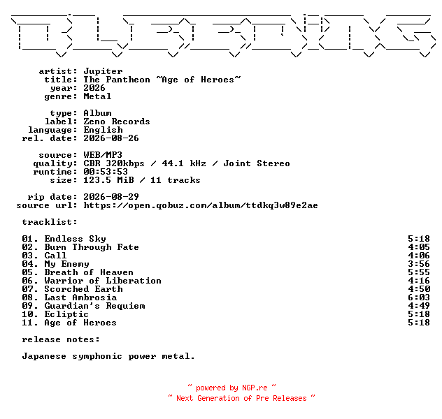 NFO for the release Jupiter-The_Pantheon_Age_of_Heroes-WEB-2026-BLEEDiNG by BLEEDiNG