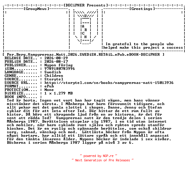 NFO for the release Per.Berg.Vampyrernas.Natt.2026.SWEDiSH.RETAiL.ePub.eBOOK-DECiPHER by DECiPHER