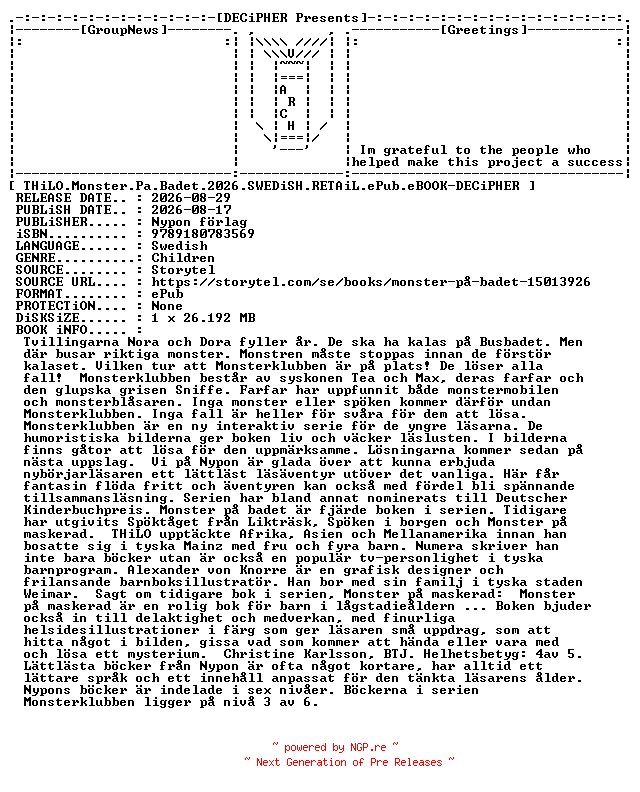 NFO for the release Thilo.Monster.Pa.Badet.2026.SWEDiSH.RETAiL.ePub.eBOOK-DECiPHER by DECiPHER