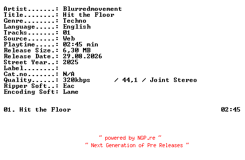 NFO for the release Blurredmovement-Hit_the_Floor-SINGLE-WEB-2025-XTC_iNT by XTC_iNT