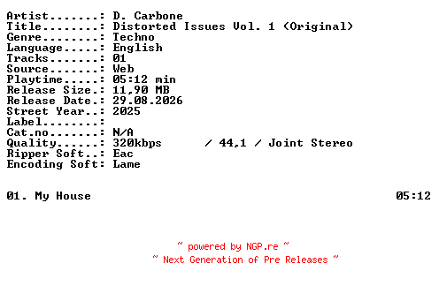 NFO for the release D_Carbone-Distorted_Issues_Vol_1_(Original)-SINGLE-WEB-2025-XTC_iNT by XTC_iNT