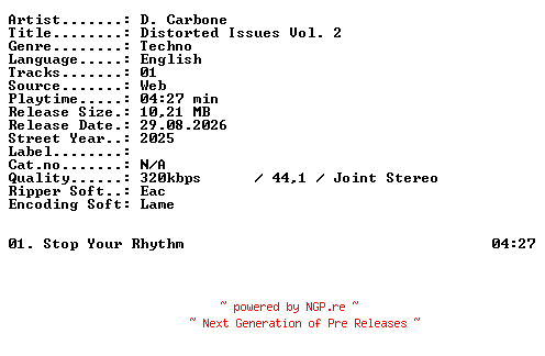 NFO for the release D_Carbone-Distorted_Issues_Vol_2-SINGLE-WEB-2025-XTC_iNT by XTC_iNT