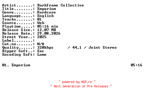 NFO for the release Darkframe_Collective-Emporium-SINGLE-WEB-2025-XTC_iNT by XTC_iNT