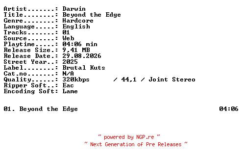 NFO for the release Darwin-Beyond_the_Edge-SINGLE-WEB-2025-XTC_iNT by XTC_iNT