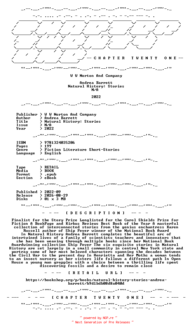 NFO for the release Andrea.Barrett.-.Natural.History.Stories.2022.RETAIL.EPUB.eBook-CTO by CTO