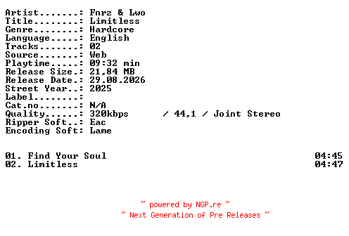 NFO for the release Fnrz_and_Lwo-Limitless-WEB-2025-XTC_iNT by XTC_iNT