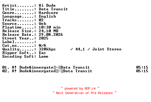 NFO for the release Hi_Dude-Data_Transit-WEB-2025-XTC_iNT by XTC_iNT
