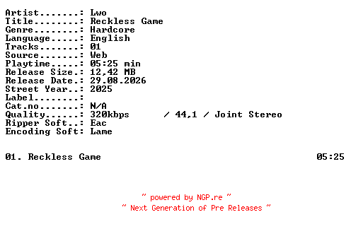 NFO for the release Lwo-Reckless_Game-SINGLE-WEB-2025-XTC_iNT by XTC_iNT