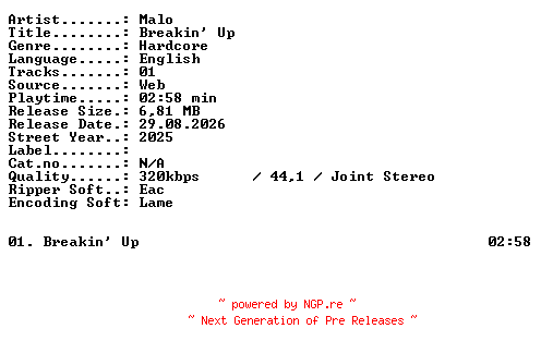 NFO for the release Malo-Breakin_Up-SINGLE-WEB-2025-XTC_iNT by XTC_iNT