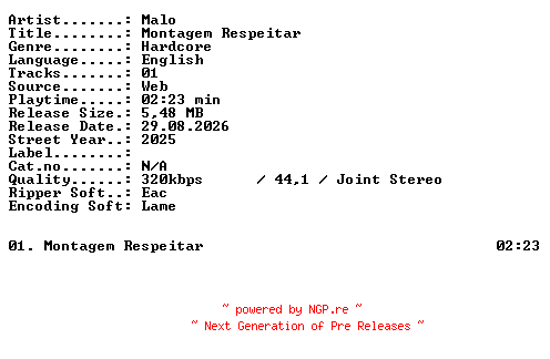 NFO for the release Malo-Montagem_Respeitar-SINGLE-WEB-2025-XTC_iNT by XTC_iNT