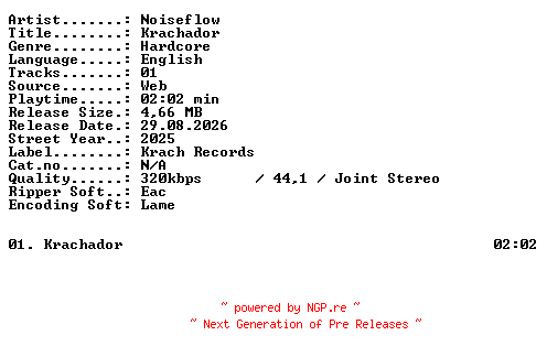 NFO for the release Noiseflow-Krachador-SINGLE-WEB-2025-XTC_iNT by XTC_iNT