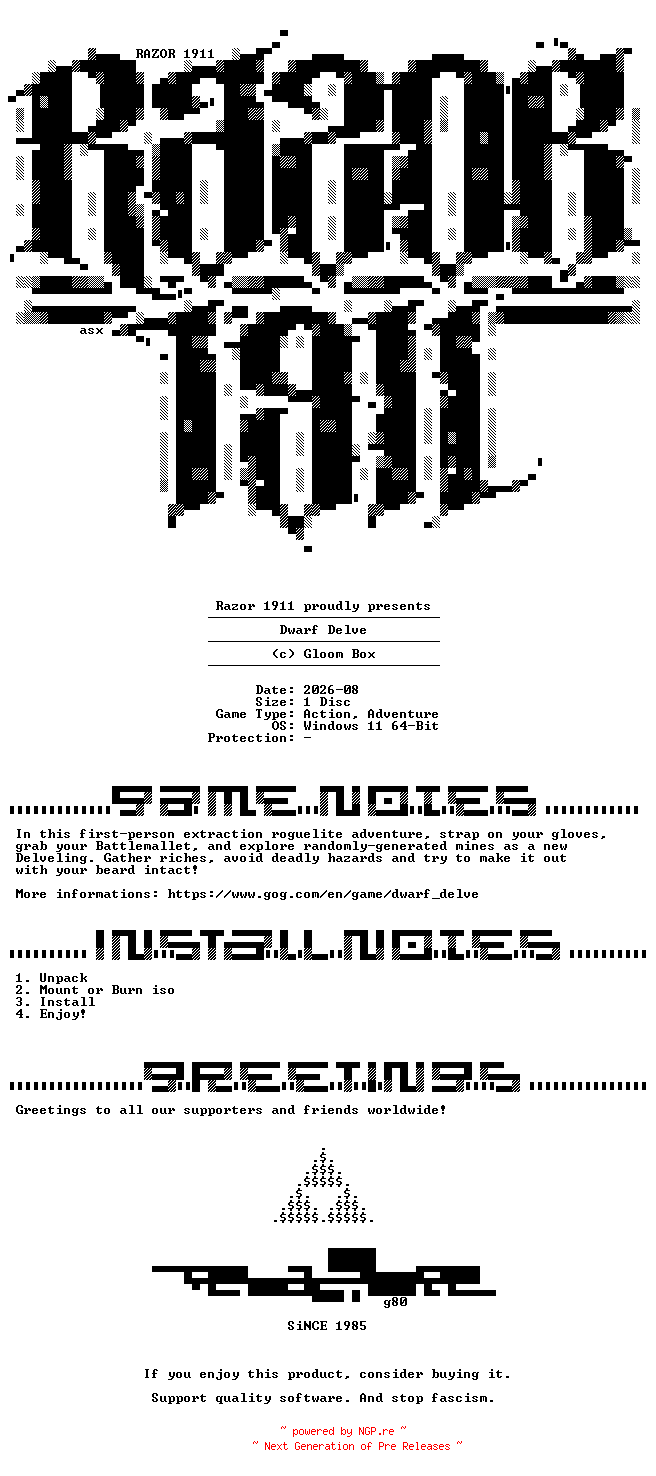 NFO for the release Dwarf_Delve-Razor1911 by Razor1911