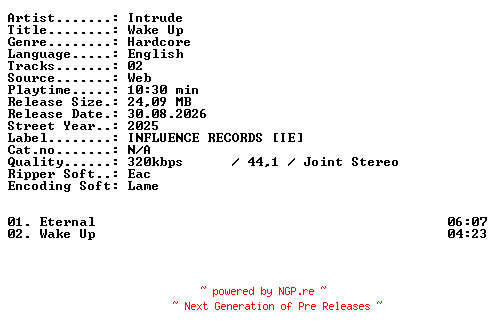 NFO for the release Intrude-Wake_Up-WEB-2025-XTC_iNT by XTC_iNT