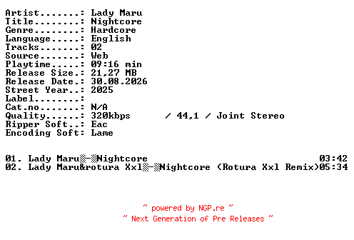 NFO for the release Lady_Maru-Nightcore-WEB-2025-XTC_iNT by XTC_iNT
